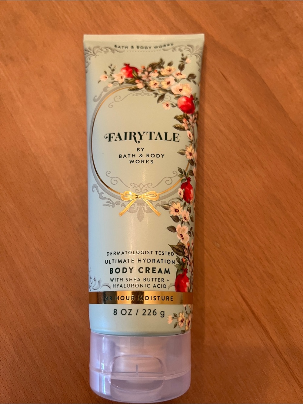 Bath & Body Works Fairytale Body Cream - Light Blue with Floral & Gold Accents